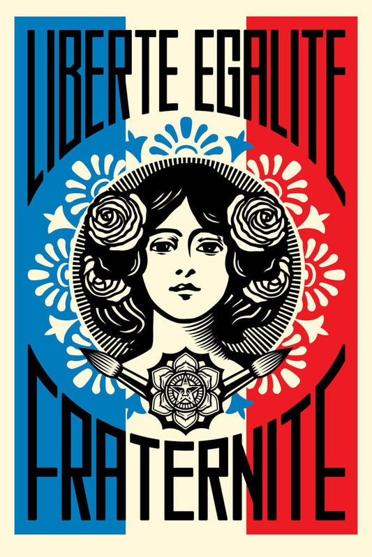 LIBERTE EGALITÉ FRATERNITÉ, Signed offset lithograph, Shephard Fairy