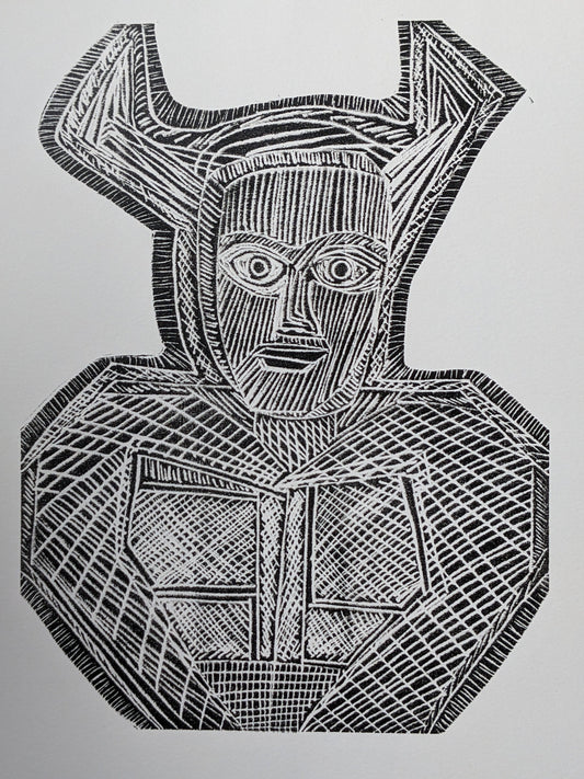 Geometric Demon/Horned Man/Minotaur, Original Print